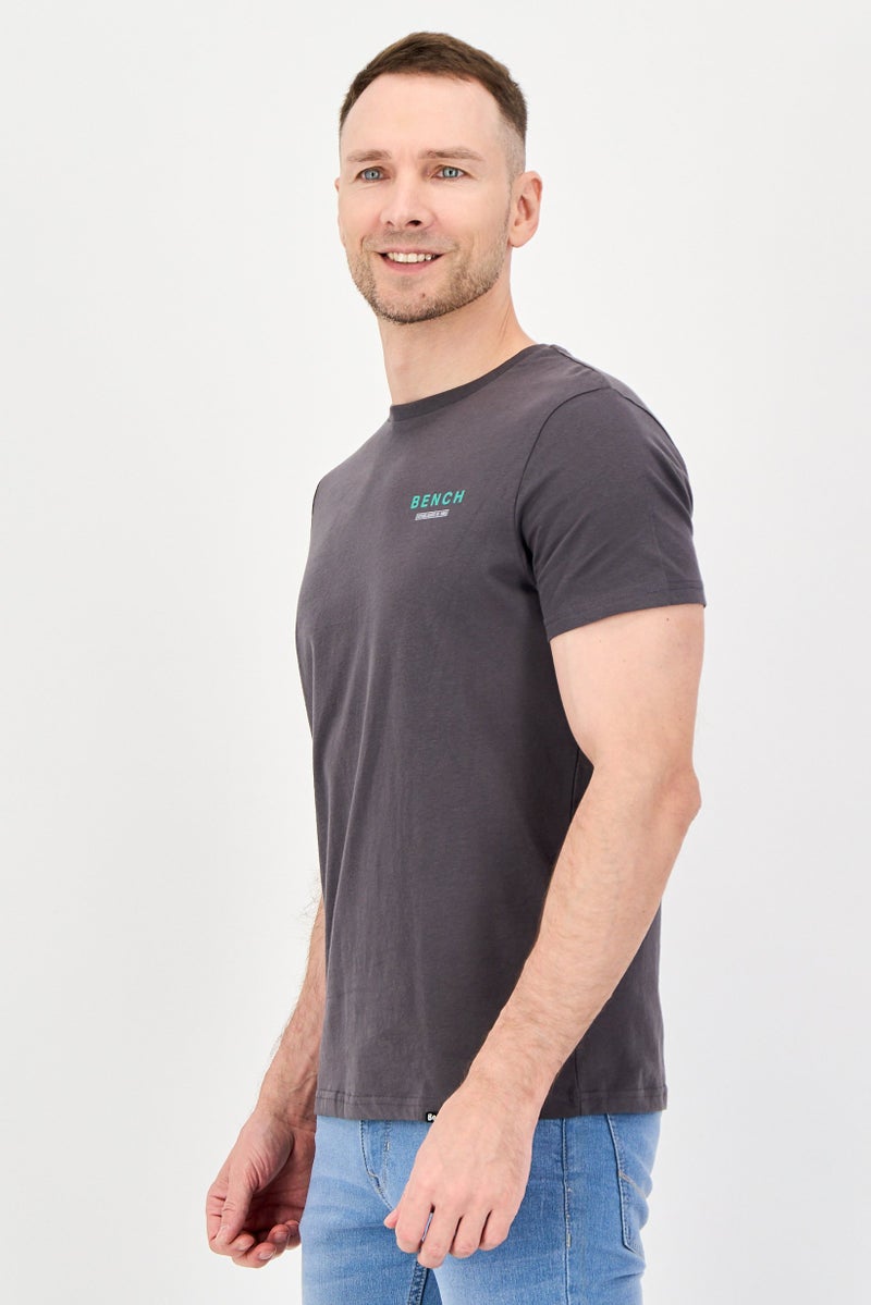 Bench Men Crew Neck Short Sleeve Brand Logo T-Shirt, Dark Grey - Image 2